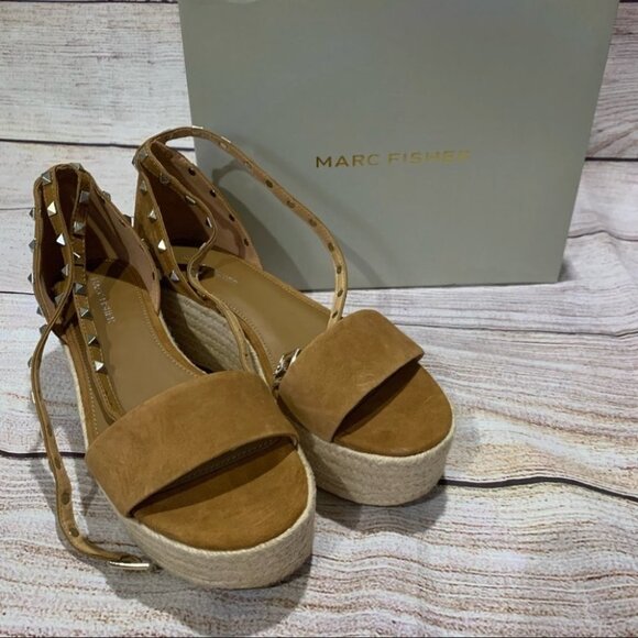 Marc Fisher Light Brown Suede Mf Jazlyn Platforms - Picture 2 of 12